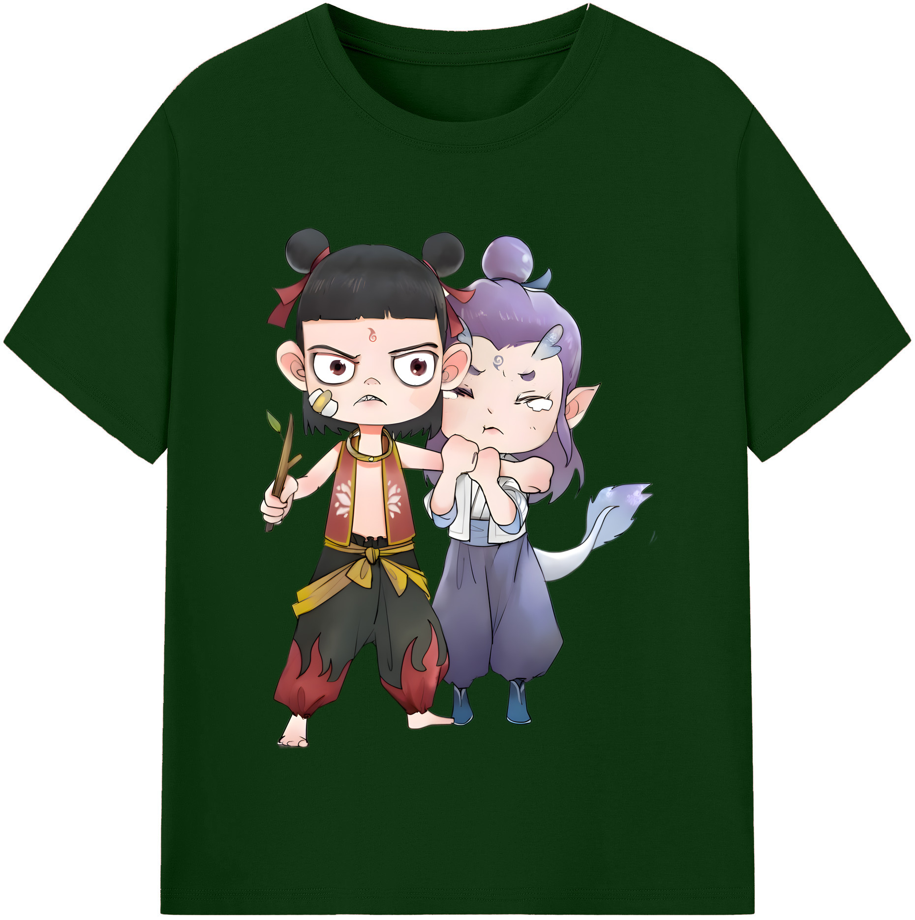 （画像用） Ne Zha 2 ナタ 魔童の大暴れ 綿100％半袖Tシャツ（フロントプリント）